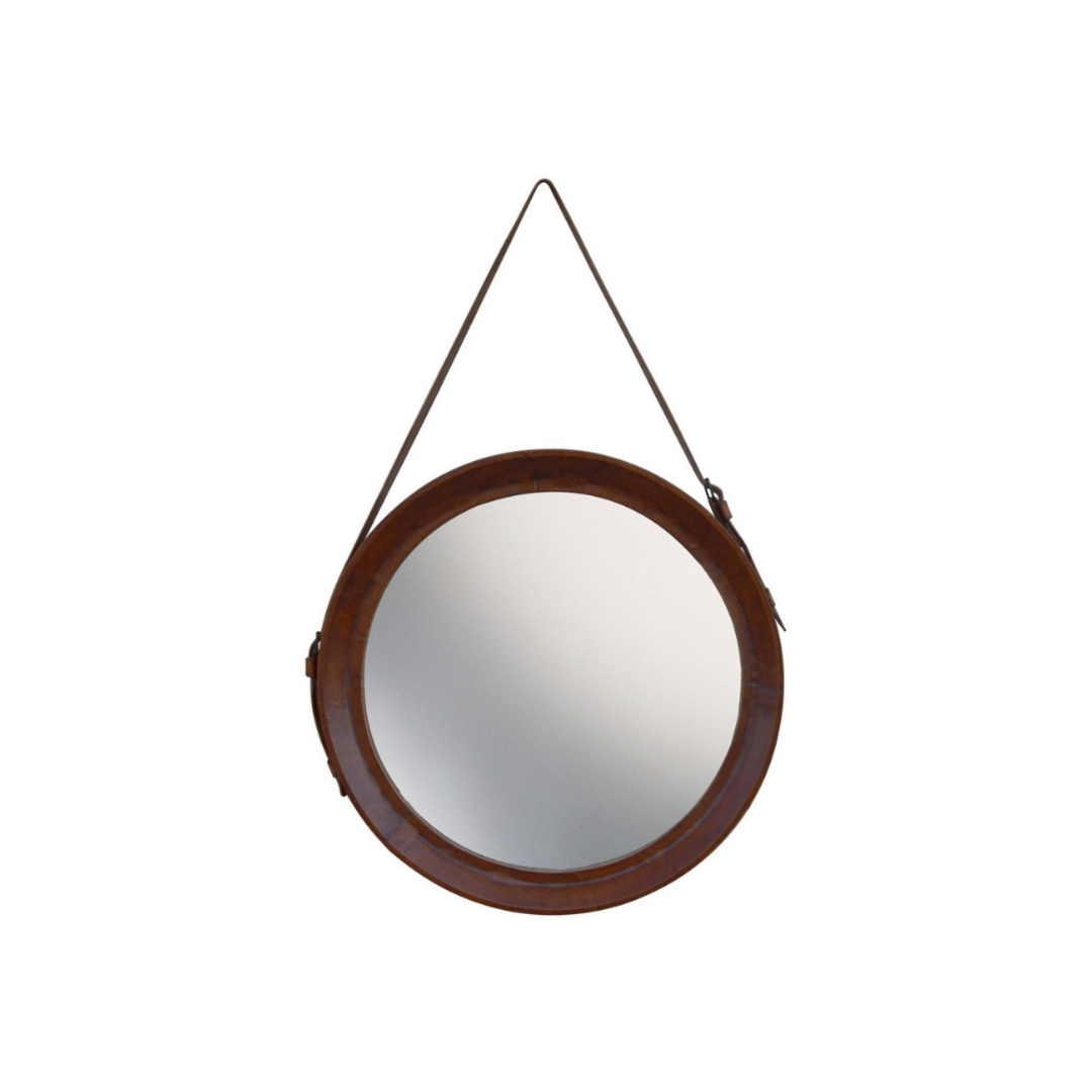 Leather Round Mirror 60cm image 0
